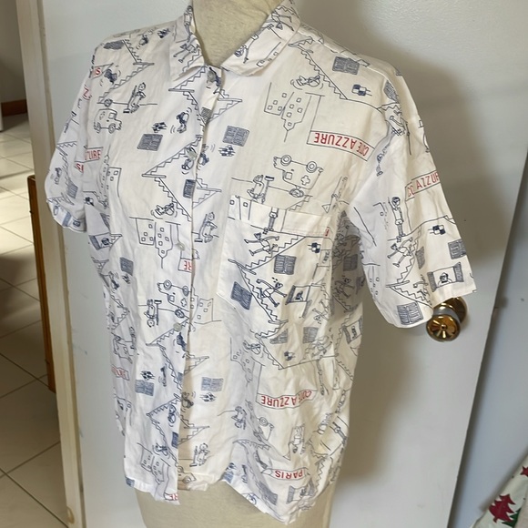 Vintage shirt Paris cote azzure print - Picture 3 of 5